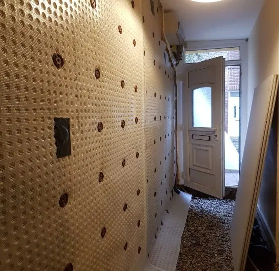 damp protection added to wall