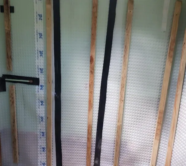 wall being lined